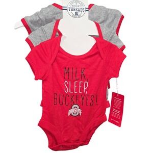 New Rivalry Threads Ohio State Buckeyes Baby Bodysuits 3-Pack 0-3M Red Grey